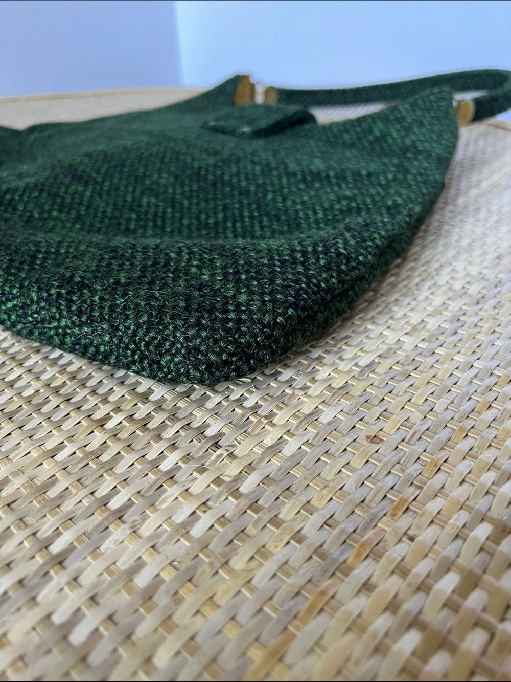 Vintage 70s Tweed Crown Lewis Handbags Hobo Bag green black Corporate goth Retro
